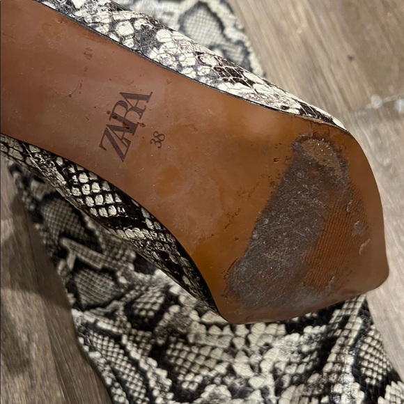 Zara snake print leather boots Size 7.5 - Picture 5 of 8